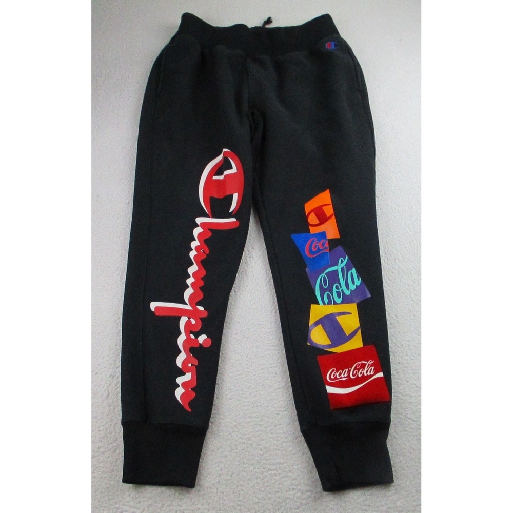 Champion x Coca-Cola Pants Mens Large Black Reverse Weave Sweatpants Collab Logo